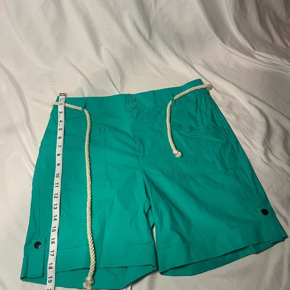 Vibrant Green Women's Shorts with Nautical Rope Accent - Picture 3 of 7